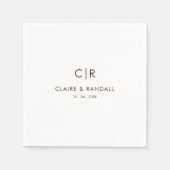 Minimalistische bruine en witte bruiloft servetten (Voorkant)