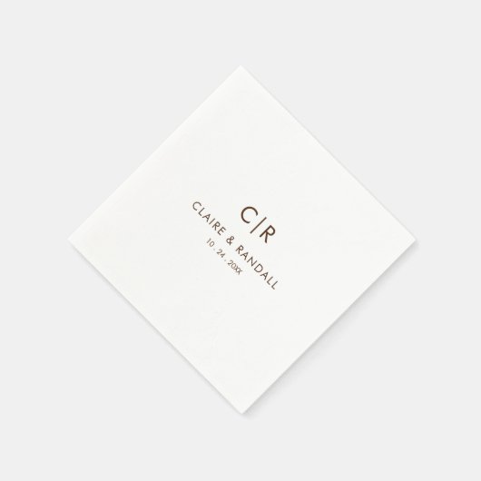 Minimalistische bruine en witte bruiloft servetten (Hoek)