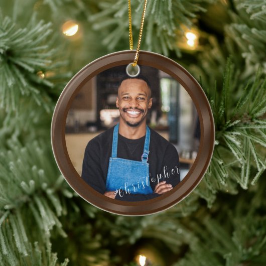 Minimalistische bruine foto keramisch ornament (Boom)