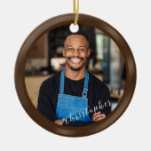 Minimalistische bruine foto keramisch ornament (Voorkant)