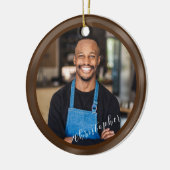 Minimalistische bruine foto keramisch ornament (Links)