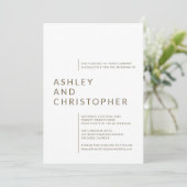 Minimalistische Bruine Geïsoleerde Namen Bruiloft Kaart (Staand voorkant)