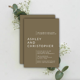 Minimalistische Bruine Geïsoleerde Namen Bruiloft Kaart