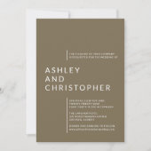 Minimalistische Bruine Geïsoleerde Namen Bruiloft Kaart (Voorkant)