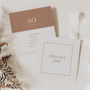 Minimalistische Bruine Geometrische Elegante Consu Vierkante Visitekaartje