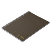Minimalistische bruine gouden scriptnaamontwerp notitieboek (Linkerzijde)
