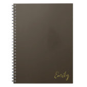 Minimalistische bruine gouden scriptnaamontwerp notitieboek (Voorkant)