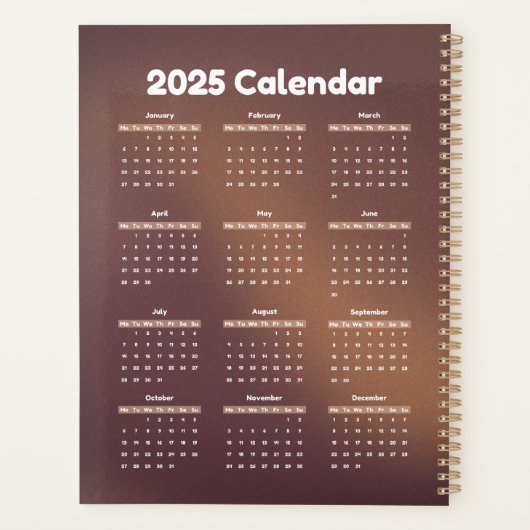 Minimalistische bruine gradiënt 2025 planner (Achterkant)
