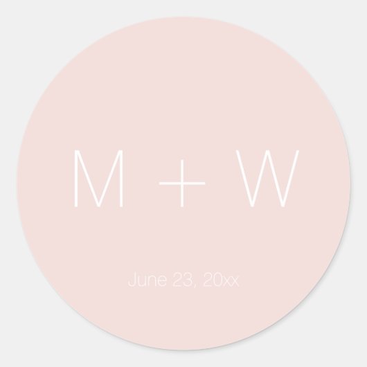 Minimalistische bruine initialen van het bruiloft, ronde sticker (Voorkant)