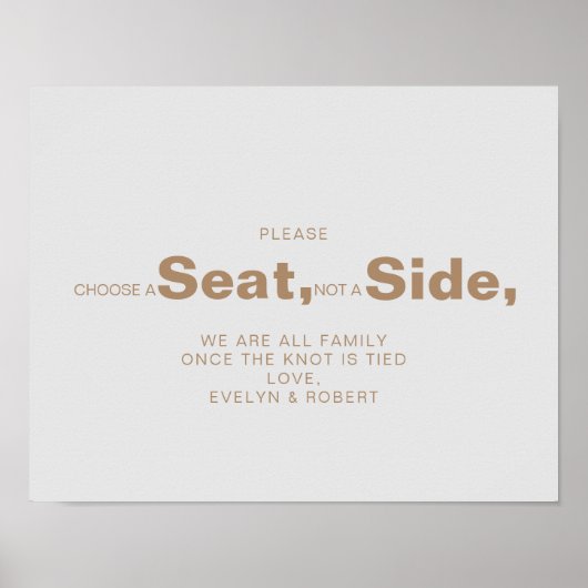 Minimalistische bruine kies een stoel niet een kan poster (Voorkant)