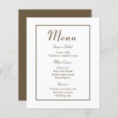 Minimalistische bruine menuElegant Moderne Wedding (Voorkant / Achterkant)
