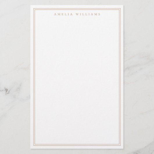 Minimalistische bruine monogram twee randen briefpapier (Voorkant)