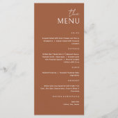Minimalistische bruine terracotta de menu Kaart (Voorkant)
