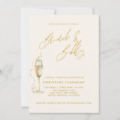 Minimalistische Brunch & Bubbly Champagne Bruidsfe Kaart (Voorkant)
