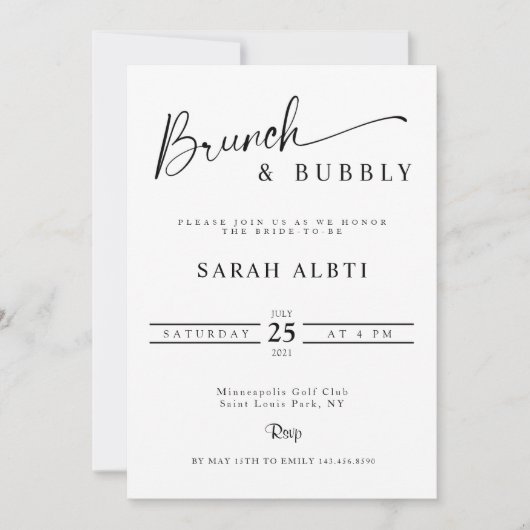 Minimalistische brunch en bubbelig Vrijgezellenfee Kaart (Voorkant)