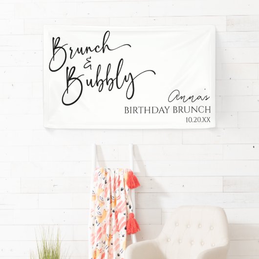 Minimalistische brunch en bubble verjaardagsbrunch spandoek (Insitu)