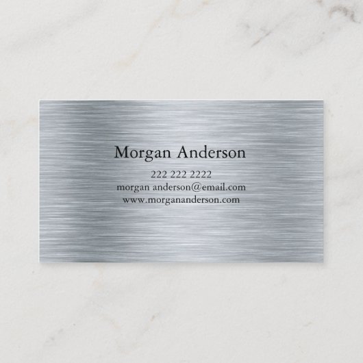 Minimalistische Brushed Metal Silver Banding Visitekaartje (Achterkant)