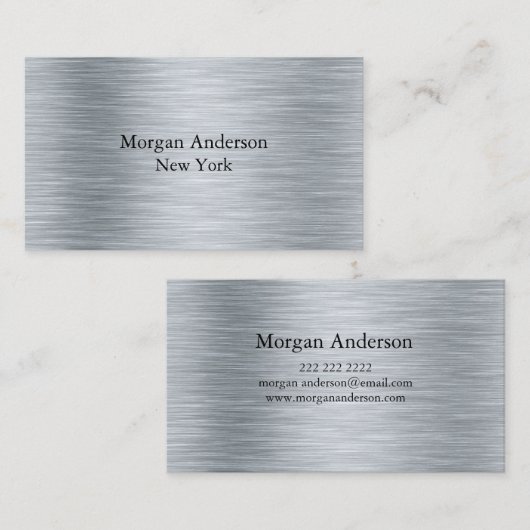 Minimalistische Brushed Metal Silver Banding Visitekaartje (Voorkant / Achterkant)