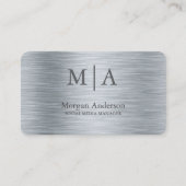 Minimalistische Brushed Metal Silver Style Profess Visitekaartje (Voorkant)
