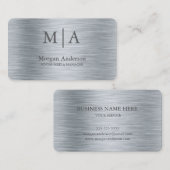 Minimalistische Brushed Metal Silver Style Profess Visitekaartje (Voorkant / Achterkant)