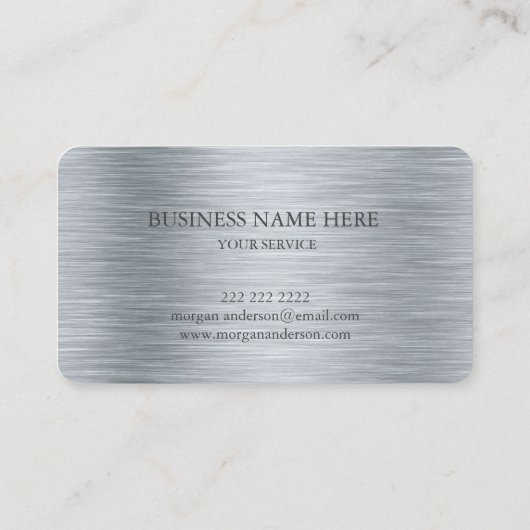 Minimalistische Brushed Metal Silver Style Profess Visitekaartje (Achterkant)