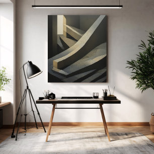 Minimalistische Brutalistische Betonnen Trap Abstr Poster