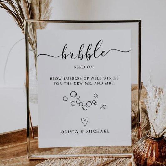 Minimalistische bubbel verzenden uit teken, bruilo reclamebord met voetstuk