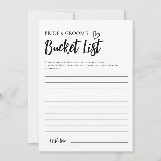 Minimalistische bucketlist voor bruid en bruidegom kaart (Voorkant)