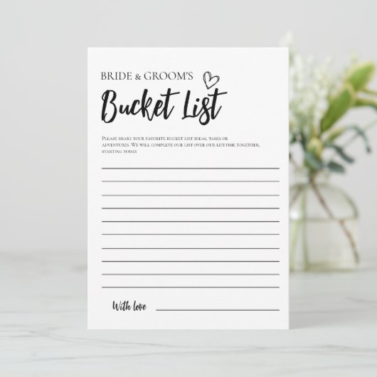 Minimalistische bucketlist voor bruid en bruidegom kaart (Staand voorkant)