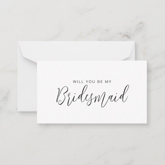 Minimalistische budgetbridesmaïde Kaart Opmerking: Notitiekaartje (Voorkant)