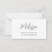 Minimalistische budgetbridesmaïde Kaart Opmerking: Notitiekaartje (Achterkant)