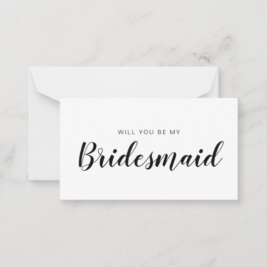 Minimalistische budgetbridesmaïde Kaart Opmerking: Notitiekaartje (Voorkant)