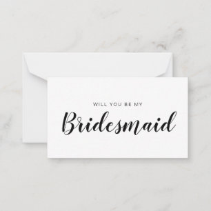 Minimalistische budgetbridesmaïde Kaart Opmerking: Notitiekaartje