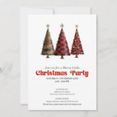 Minimalistische buffelplaid kerstboom uitnodiging (Voorkant)