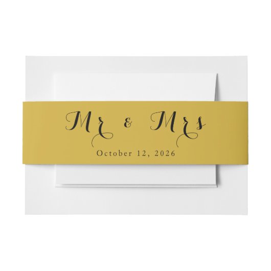 Minimalistische buikband – aangepaste tekst uitnodigingen wikkel (Voorkant Voorbeeld)