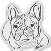 Minimalistische Bulldog Outline Sticker - Zwart &  (Voorkant)