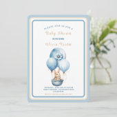 Minimalistische Bunny Blue Waterverf Baby Jongensd Kaart (Staand voorkant)