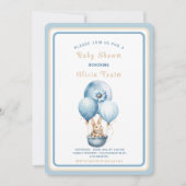 Minimalistische Bunny Blue Waterverf Baby Jongensd Kaart (Voorkant)