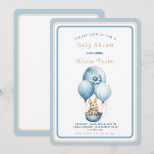 Minimalistische Bunny Blue Waterverf Baby Jongensd Kaart
