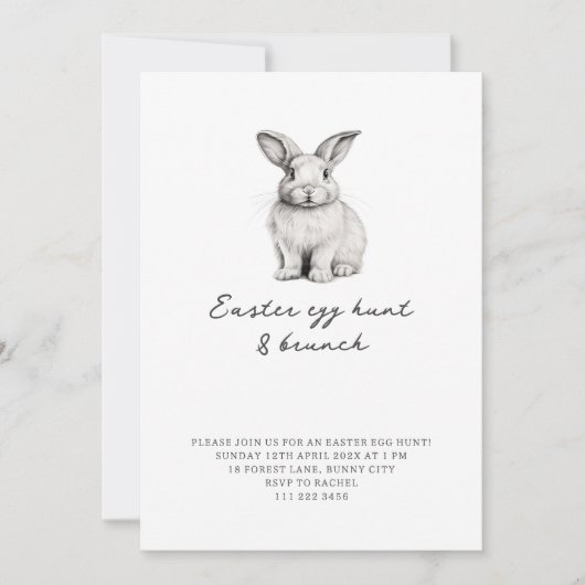 Minimalistische Bunny Easter Egg Hunt Brunch uitno Kaart (Voorkant)