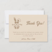 Minimalistische Bunny Light Beige Geslacht Onthull Bedankkaart (Voorkant)