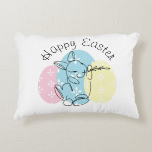 Minimalistische Bunny-lijn kunst Pasen Eieren Lent Accent Kussen
