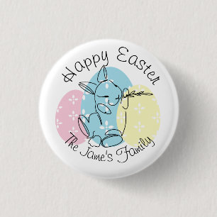 Minimalistische Bunny Lijn Kunst Pasen Eieren Lent Ronde Button 3,2 Cm
