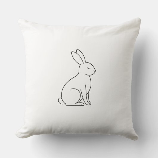 Minimalistische Bunny Line Art Sierkussen - Schatt (Voorkant)