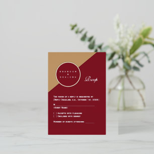 Minimalistische Burgundy & Camel Geometrisch Folie Uitnodiging