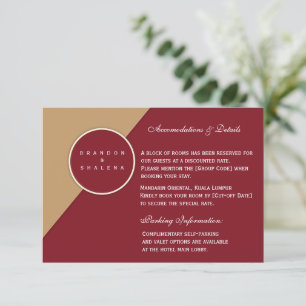 Minimalistische Burgundy & Camel Geometrisch Informatiekaartje