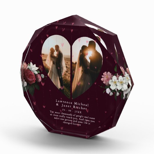 minimalistische Burgundy Custom Heart-modellen Fotoblokken (Rechts)