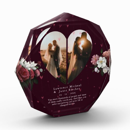 minimalistische Burgundy Custom Heart-modellen Fotoblokken (Links)