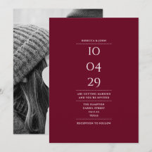 Minimalistische Burgundy Foto Trouwdatum