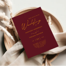 Minimalistische Burgundy Gouden Moderne Typografie Kaart